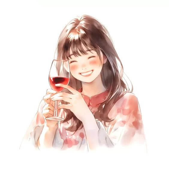 ノンアルコールを飲む女性のイラスト