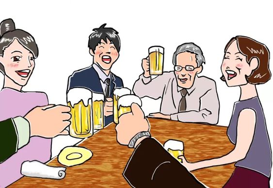 飲み会で楽しむ笑顔のイラスト