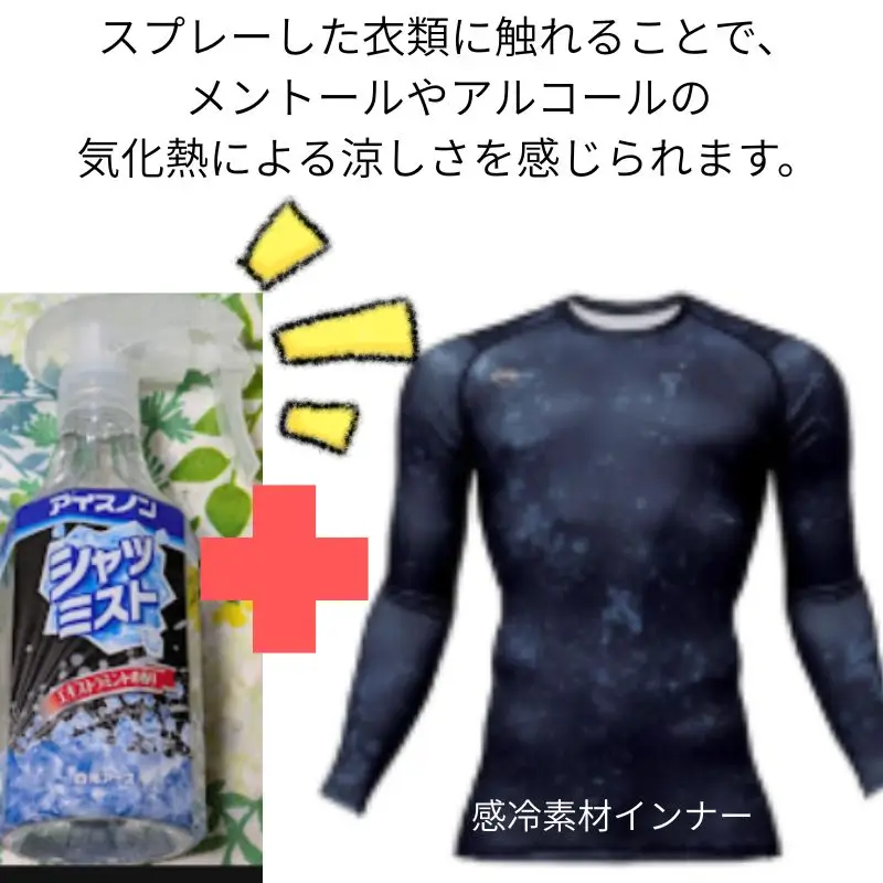 感冷素材のインナーにシャツミスト