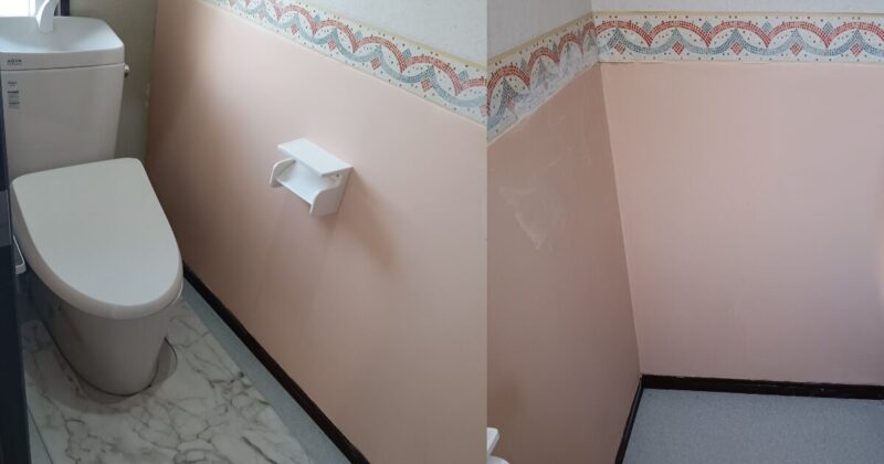 トイレの壁を漆喰で塗ったあとの写真