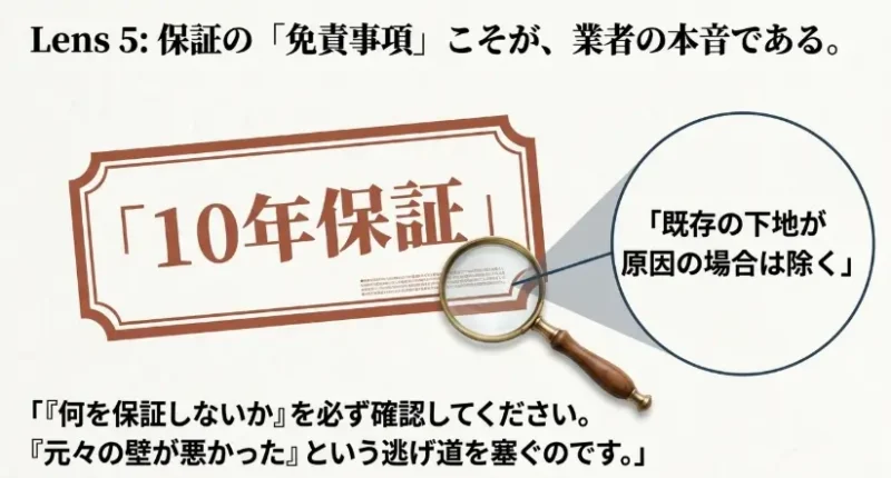 保証の内容について確認しましょう。チェックするイラスト図解
