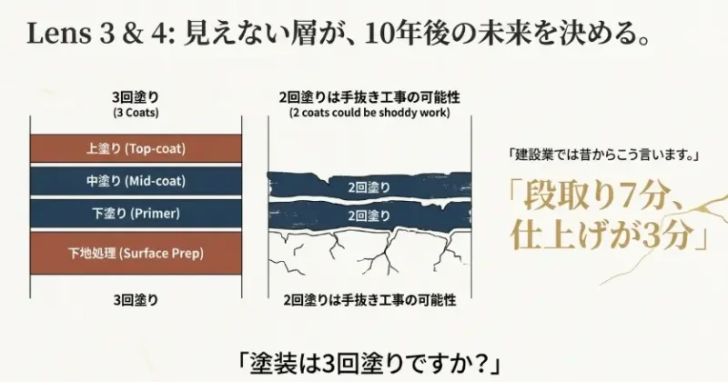 3回塗りと２回塗りのイメージ画像