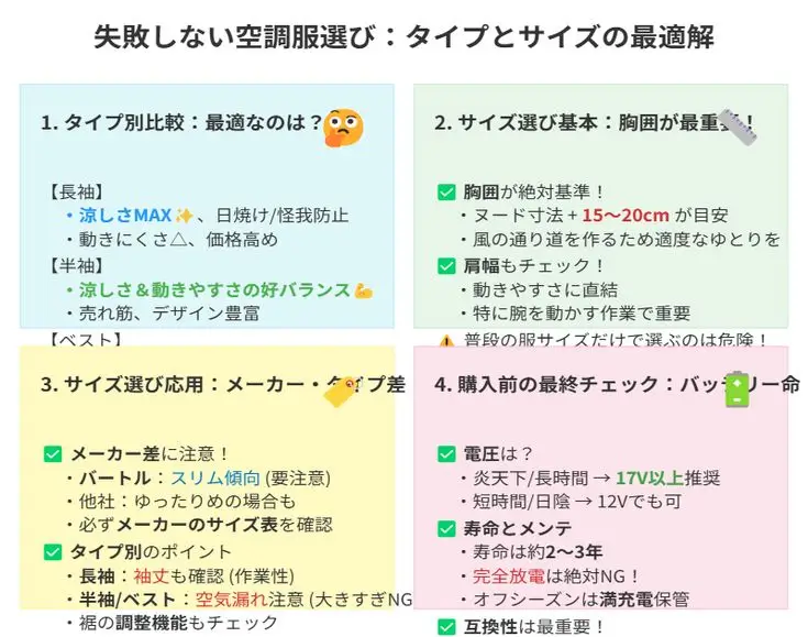 空調服の選び方『たいぷbとサイズの最適解』