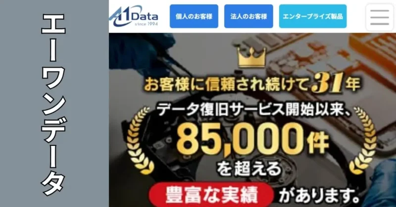 エーワンデータ社の公式ページより引用した実績画像