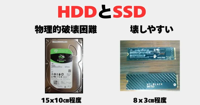 hddとSSDの比較写真
