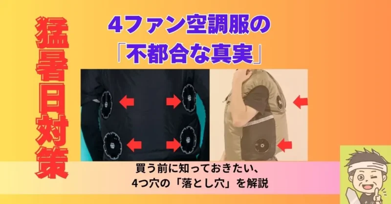 4ファン付きベスト買う前に知っておきたい、 4つ穴の「落とし穴」を解説記事のアイキャッチ画像