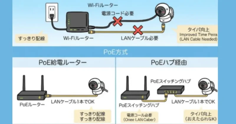 これまでの方式とPoE方式の比較図解