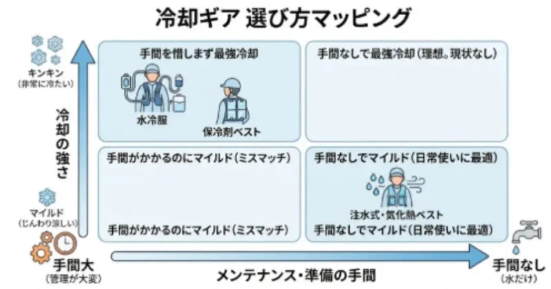 冷却ギアの選び方イラスト図解