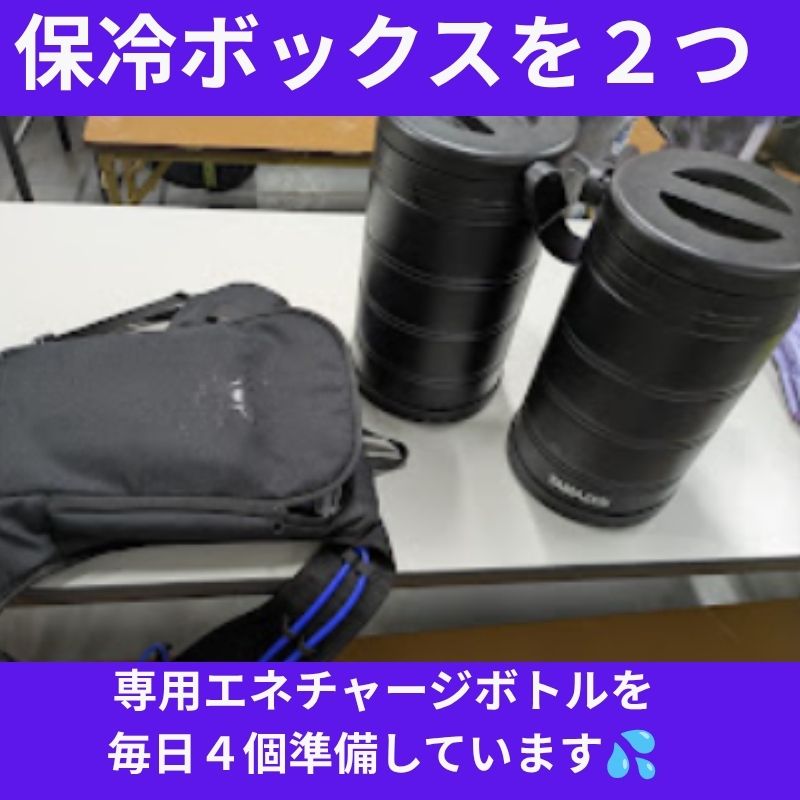 水冷服アイスマンプロ2Xとエネチャージ用の保冷ボックスの写真