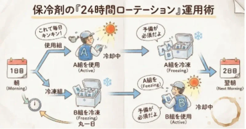 「北極」のローテーションのイラスト図解