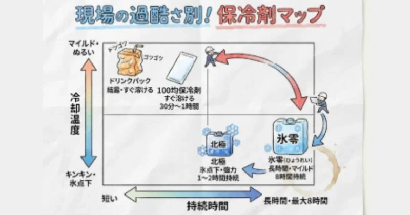 現場の暑さ別・保冷剤マップ